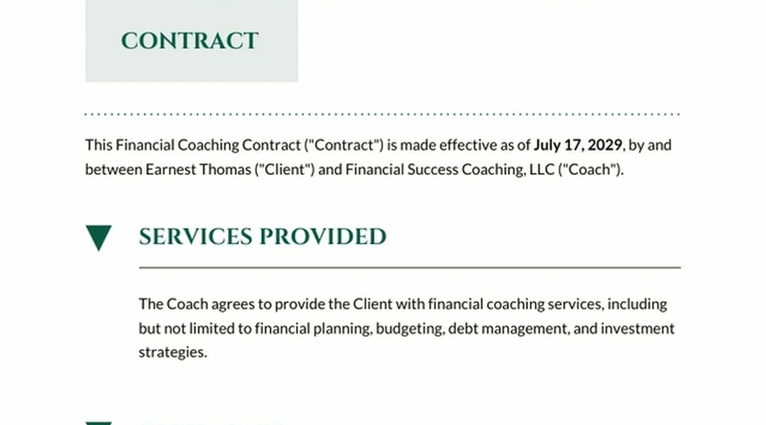 Financial planning coaching session